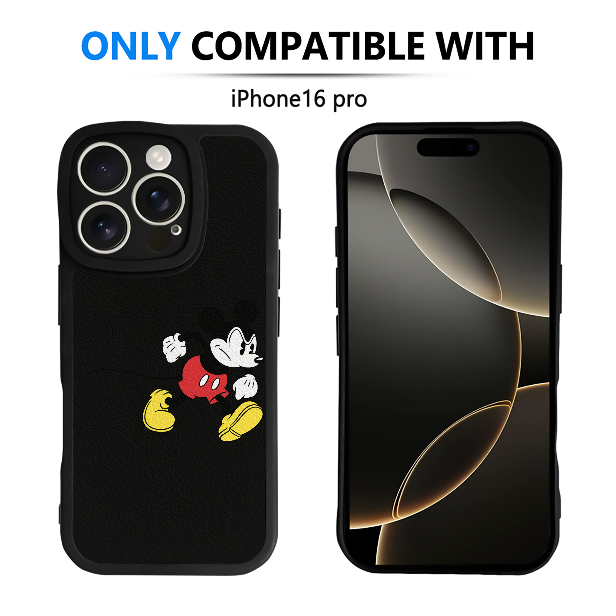 （画像用） ミッキーマウス Mickey Mouse 【iPhone 16シリーズ対応】シリコンスマホケース（レザー調） 材質：シリコン